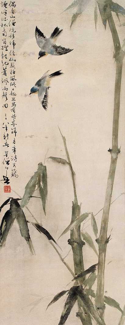 黄幻吾 竹雀图 立轴